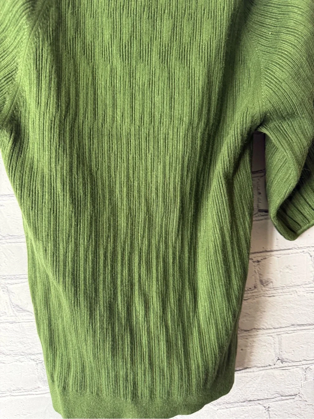 J. Crew Olive Green Square Neck Puff Sleeve Sweater size medium